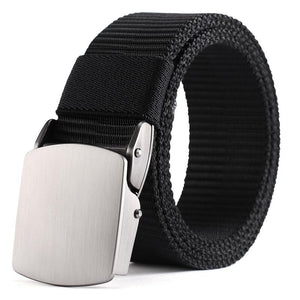 High QualityFashion Male Black Nylon Belt Outdoor Metal Automatic Buckle Canvas Belts Casual Pants Cool Wild luxury Waist Belts