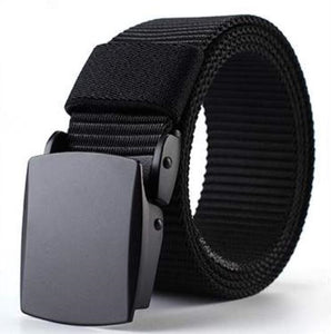 High QualityFashion Male Black Nylon Belt Outdoor Metal Automatic Buckle Canvas Belts Casual Pants Cool Wild luxury Waist Belts