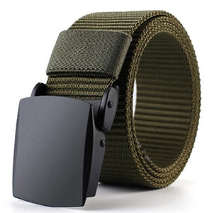 High QualityFashion Male Black Nylon Belt Outdoor Metal Automatic Buckle Canvas Belts Casual Pants Cool Wild luxury Waist Belts