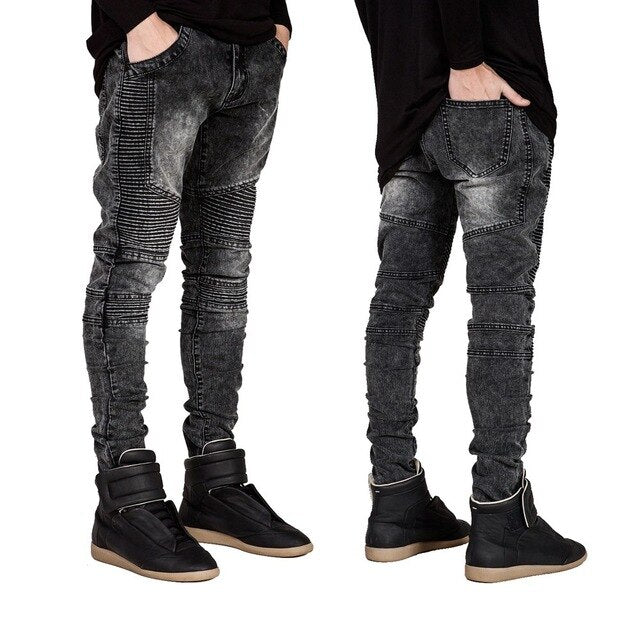 2016 Men Skinny Jeans Men Runway Slim Racer Biker Jeans Strech Hiphop Jeans For Men Y2036