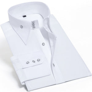 Shirt für Männer Seidenbaumwolle, Luxus Langarm Slim Fit Hemden