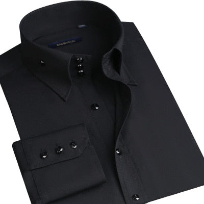 Shirt für Männer Seidenbaumwolle, Luxus Langarm Slim Fit Hemden