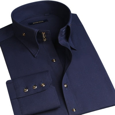 Causal Shirt For Men Silk Cotton Long Sleeve Non Iron Button Down Slim Fit Shirts Luxury Wedding Business Party Clothes