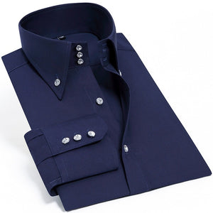 Chemise causale pour hommes en soie coton à manches longues sans fer boutonné chemises ajustées de luxe vêtements de fête d'affaires de mariage