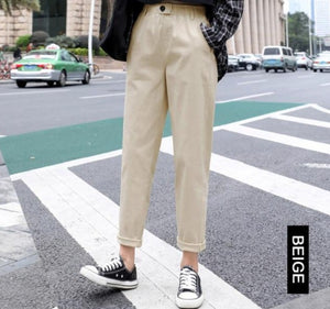 Casual harem pants, elastic waist, cargo pants women