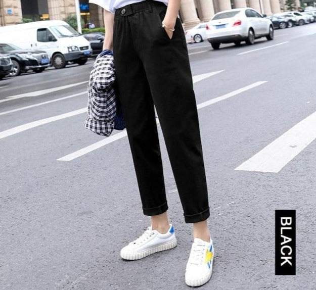 Casual harem pants, elastic waist, cargo pants women