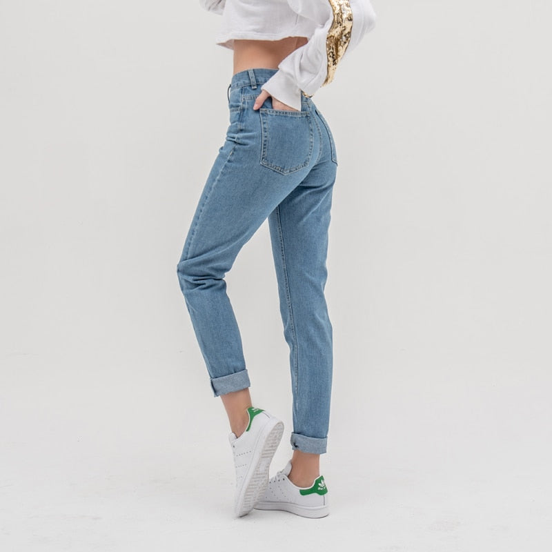 Jeans Hosen für Frauen mit hoher Taille Push-up große Größe