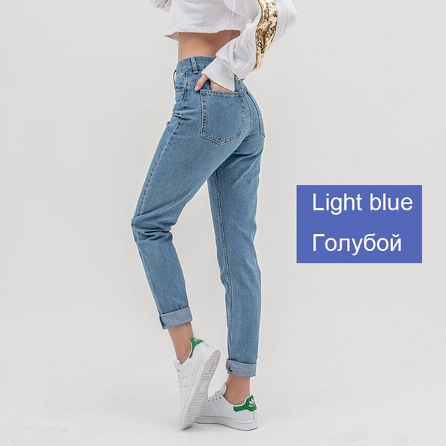 Jeans pants for women with high waist push up large size