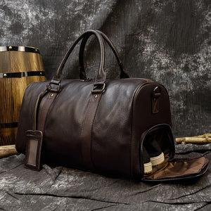 Real leather men and women travel bag