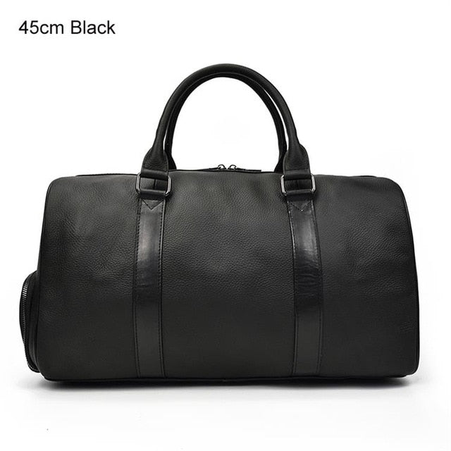 Real leather men and women travel bag