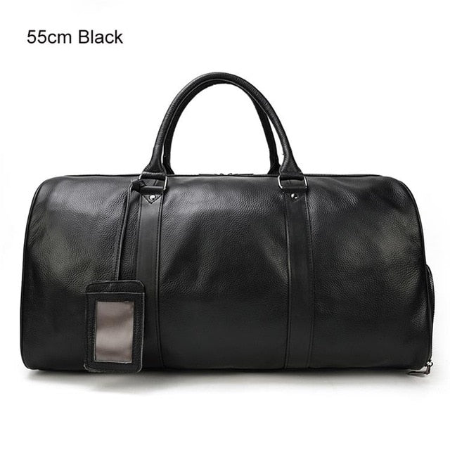 Real leather men and women travel bag