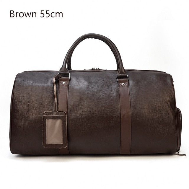 Real leather men and women travel bag