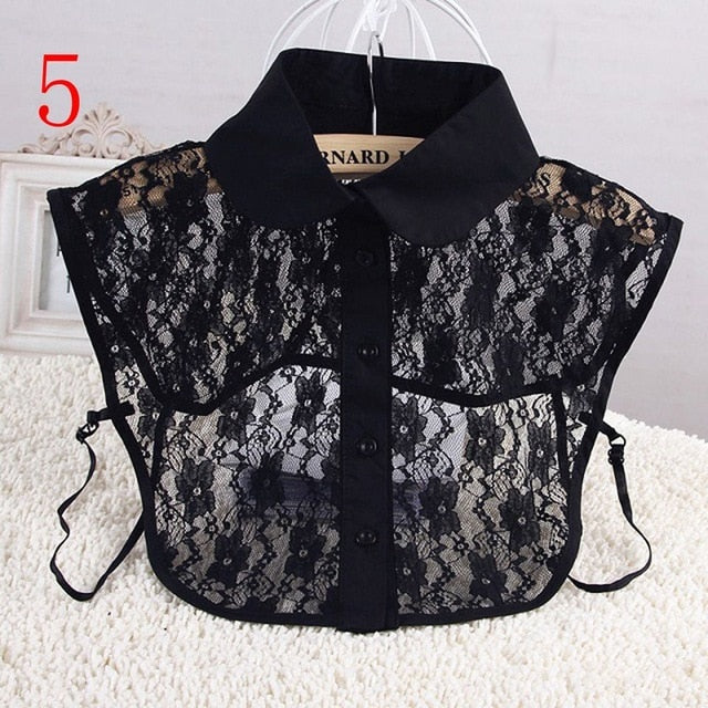 Women cotton lace fake blouse, detachable