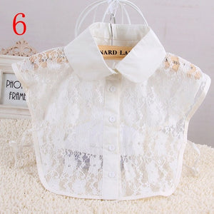 Women cotton lace fake blouse, detachable