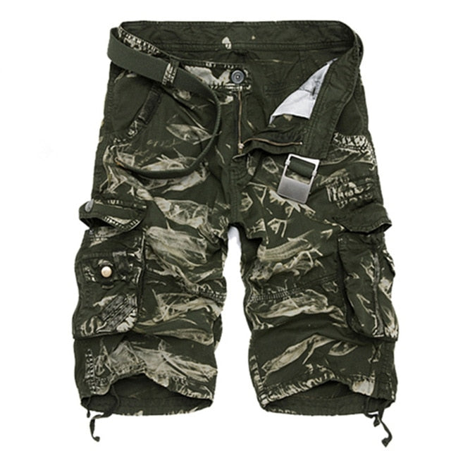 Summer cargo shorts men, camouflage cotton