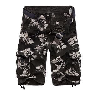 Summer cargo shorts men, camouflage cotton