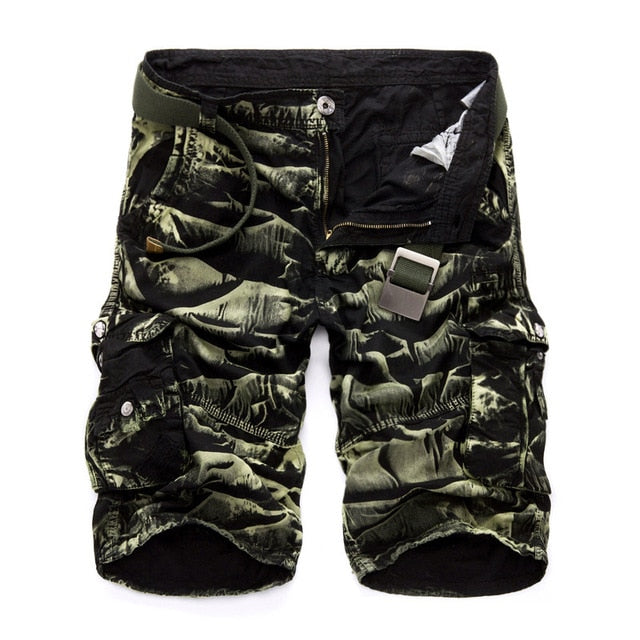 Summer cargo shorts men, camouflage cotton