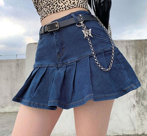High waist denim mini jean skirt