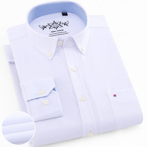 Chemise oxford rayée à carreaux à manches longues avec poche