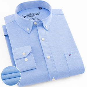 Chemise oxford rayée à carreaux à manches longues avec poche