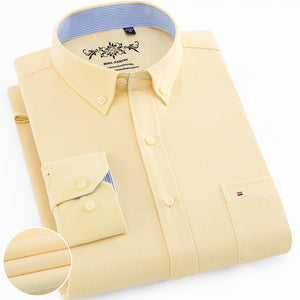 Chemise oxford rayée à carreaux à manches longues avec poche