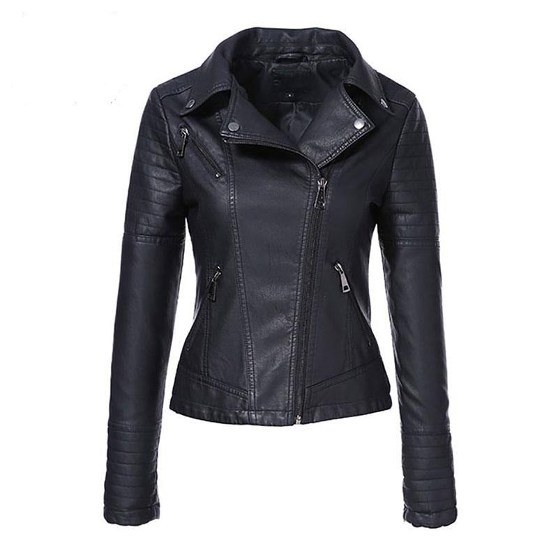 Spring women's faux leather jacket slim