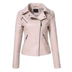 Spring women's faux leather jacket slim