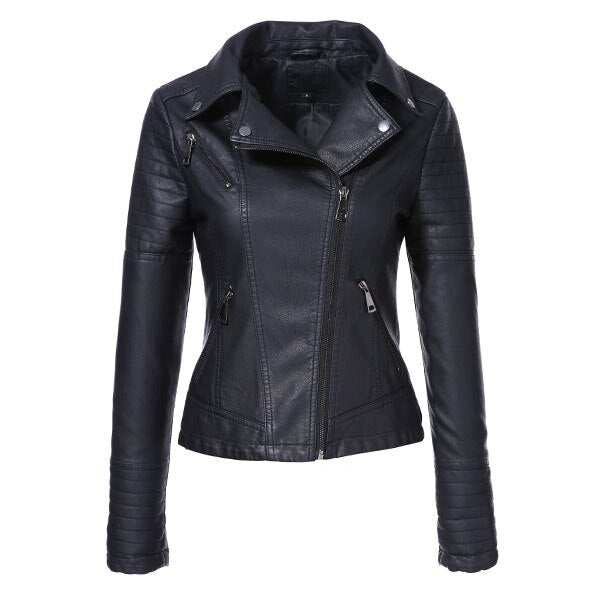 Veste en similicuir slim pour femme de printemps