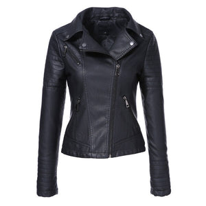 Spring women's faux leather jacket slim