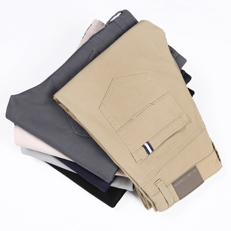 Comfortable cotton elastic pants men spring autumn