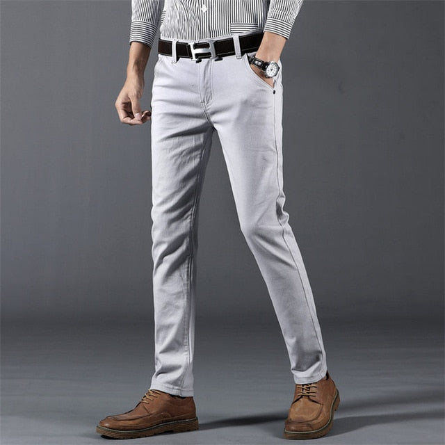 Comfortable cotton elastic pants men spring autumn