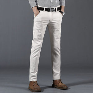 Comfortable cotton elastic pants men spring autumn