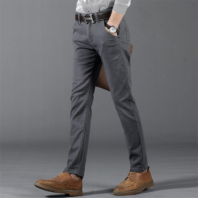 Comfortable cotton elastic pants men spring autumn