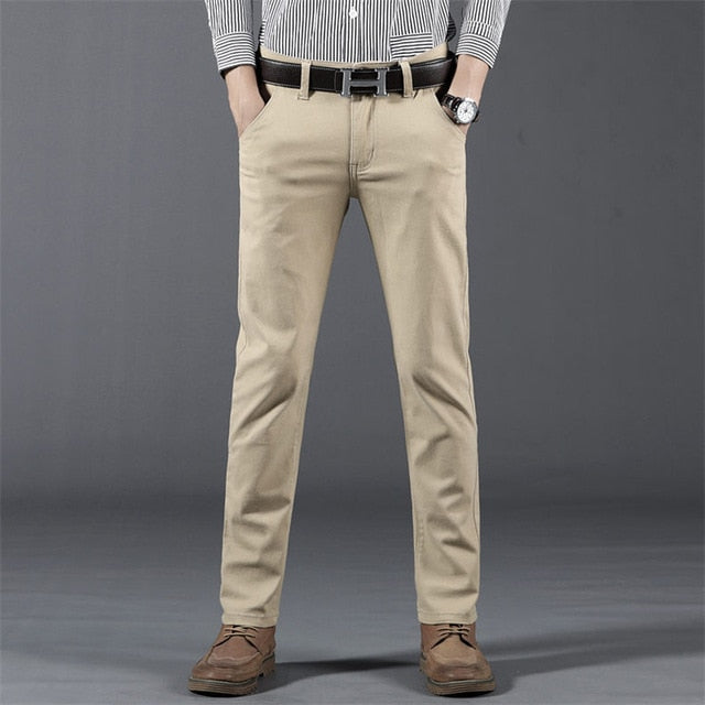 Comfortable cotton elastic pants men spring autumn