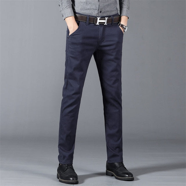 Comfortable cotton elastic pants men spring autumn