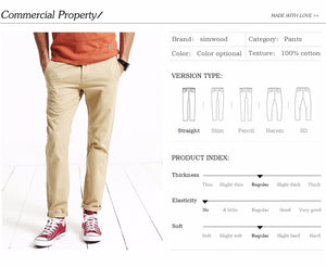 Spring Summer New Fashion 2021 Slim Straight Men Casual Pants 100% Cotton