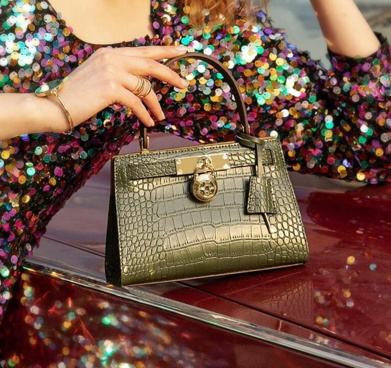 Luxus Umhänge- und Handtasche Krokodil Textur, echtes Leder