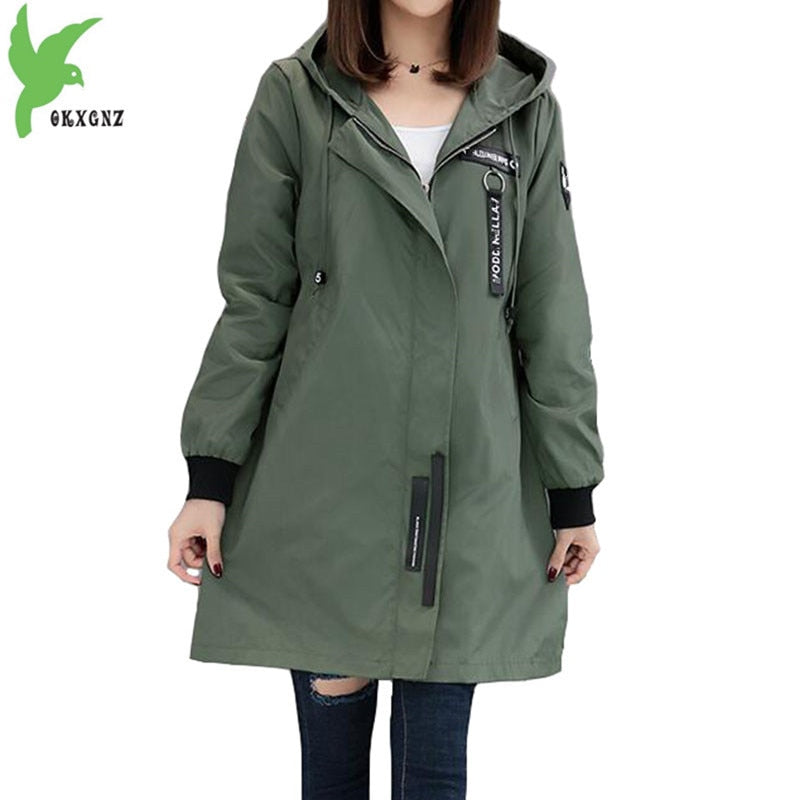 Trench coat Womens 2020 Spring Autumn Hoodies top Plus size Slim Students Baseball clothes Medium length Windbreaker Coats A1934