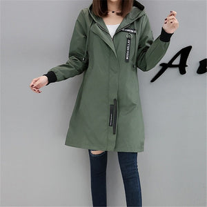 Trench coat Womens 2020 Spring Autumn Hoodies top Plus size Slim Students Baseball clothes Medium length Windbreaker Coats A1934