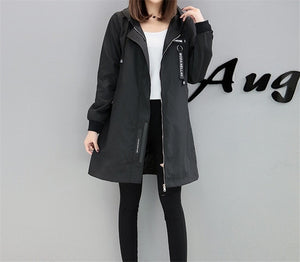 Trench coat Womens 2020 Spring Autumn Hoodies top Plus size Slim Students Baseball clothes Medium length Windbreaker Coats A1934