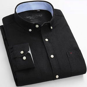 Chemise oxford rayée à carreaux à manches longues avec poche