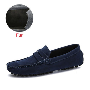 Spring genuine leather shoes men, slippers, soft moccasins, up to size 50