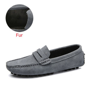 Frühling Echte Lederschuhe Herren, Slipper Weiche Mokassins, bis Größe 50