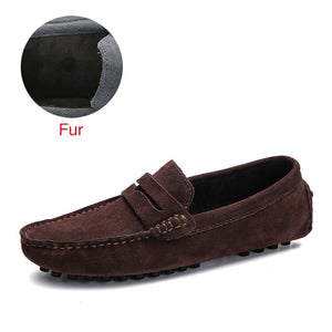 Spring genuine leather shoes men, slippers, soft moccasins, up to size 50