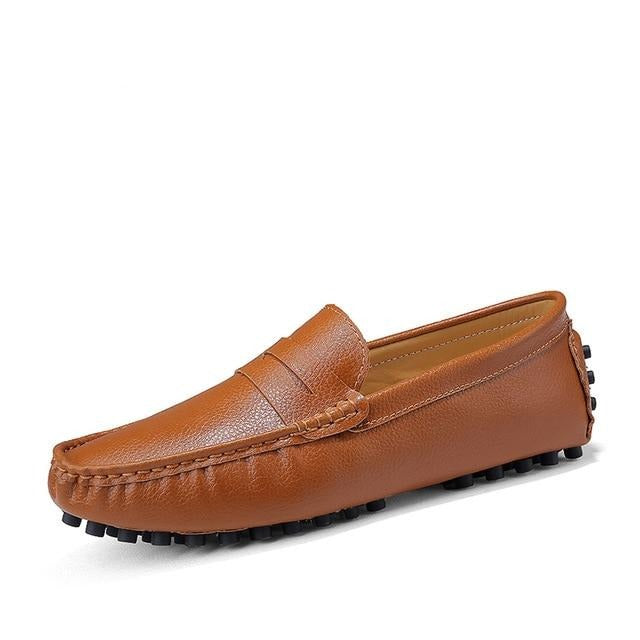 Spring genuine leather shoes men, slippers, soft moccasins, up to size 50