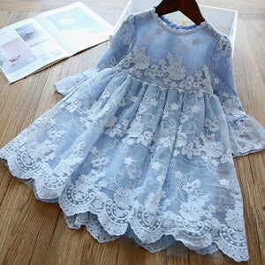 Kids dresses for Girls Spring Clothes Half-sleeve Lace Party Costume Red Children Elegant Prom Frocks 3-8Y Girls Casual Wear