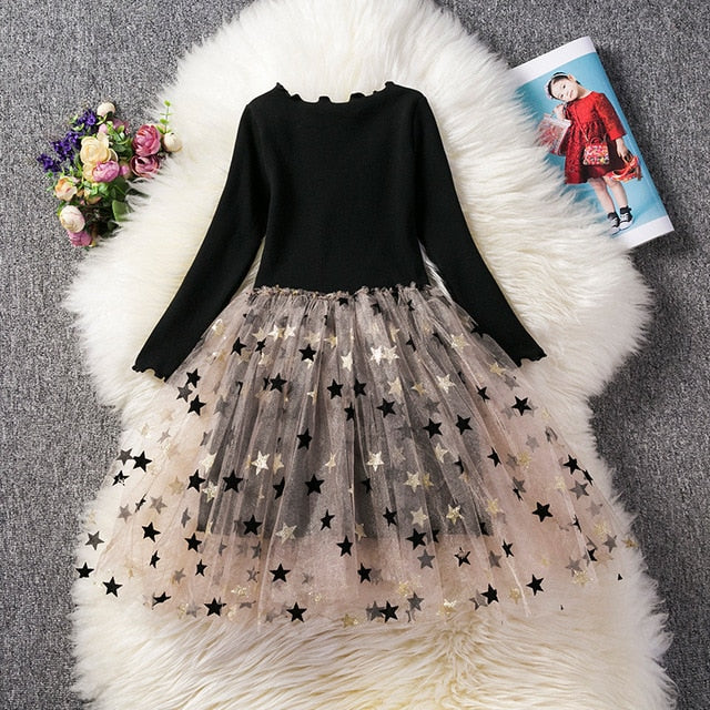 Robe de printemps pour filles à manches longues robe de princesse à paillettes pour robes décontractées Robe Fille 3-8Y robe de cérémonie filles robe d'hiver