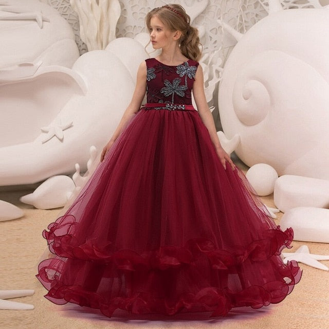 2021 filles adolescentes robe enfants demoiselle d'honneur enfants robes pour filles vêtements princesse robe fête robe de mariée Costume 8 10 12 Y