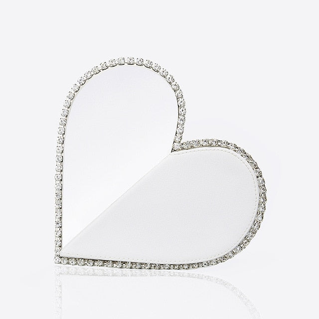 Women diamond heart evening bags