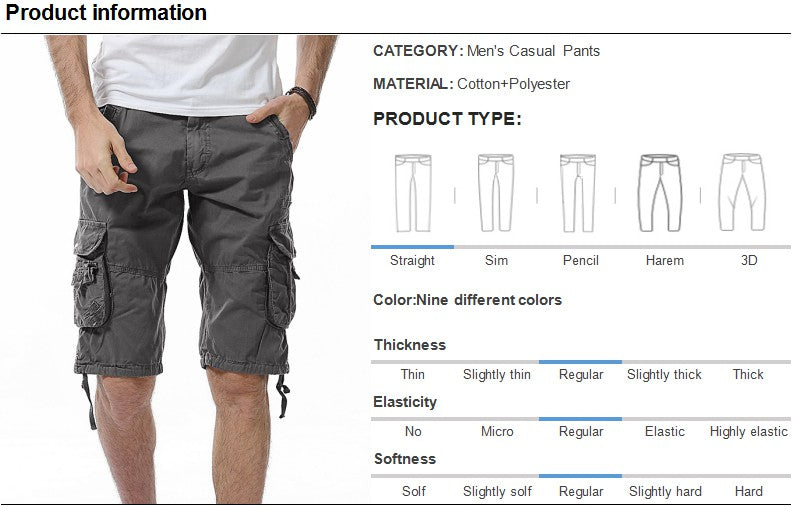 Fashion Military Cargo Cotton Shorts Men